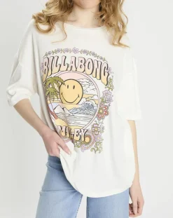 Discount Billabong T-Shirt 100% Coton Bio Smiley blanc/multicolore