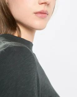 Femme Marc O'Polo T-Shirt 100% Coton Bio vert foncé