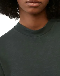 Femme Marc O'Polo T-Shirt 100% Coton Bio vert foncé