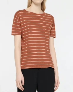 Femme Yerse T-Shirt 100% Lin Cinthia marron