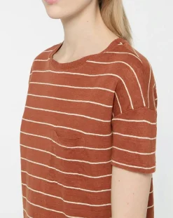 Femme Yerse T-Shirt 100% Lin Cinthia marron