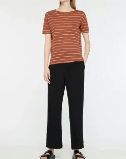 Femme Yerse T-Shirt 100% Lin Cinthia marron