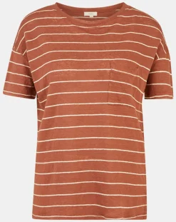 Femme Yerse T-Shirt 100% Lin Cinthia marron