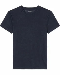 Homme Marc O'Polo T-Shirt 100% Lin manches courtes Col Rond bleu marine