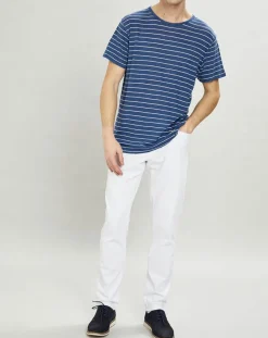 Homme Hackett London T-Shirt 100% Lin marinière bleu moyen