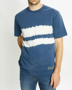 Homme Scotch & Soda T-Shirt Ample 100% Coton Bio Tie & Dye bleu
