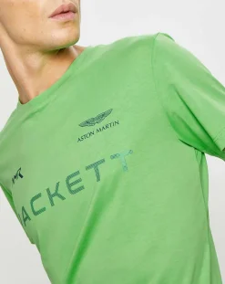 Homme Hackett London T-Shirt Aston Martin Racing vert fluo