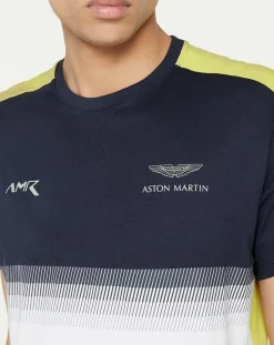 Homme Hackett London T-Shirt Aston Martin Racing colorblok blanc/bleu