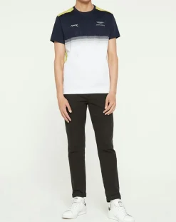 Homme Hackett London T-Shirt Aston Martin Racing colorblok blanc/bleu