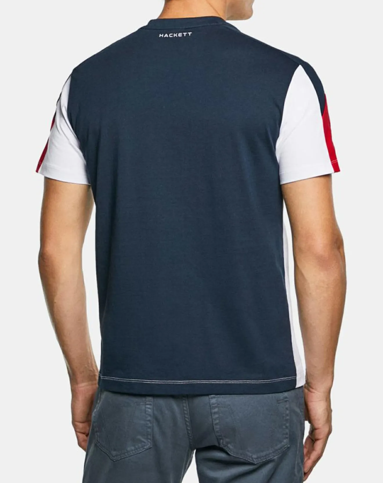 Homme Hackett London T-Shirt Bicolore Aston Martin Racing blanc/bleu