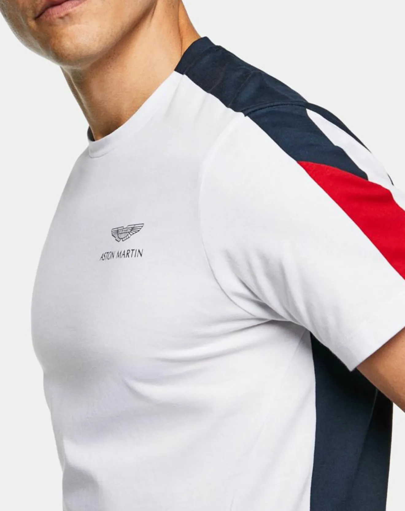 Homme Hackett London T-Shirt Bicolore Aston Martin Racing blanc/bleu