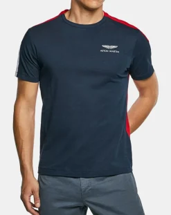 Homme Hackett London T-Shirt Bicolore Aston Martin Racing bleu/rouge