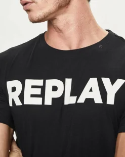 Homme Replay T-Shirt Big Logo noir