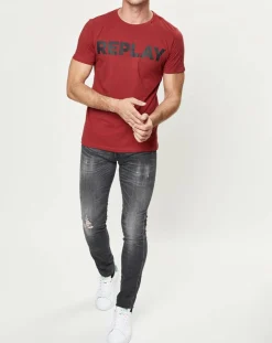 New Replay T-Shirt Big Logo rouge