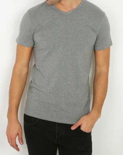 Homme Mare T-Shirt col V en Coton gris