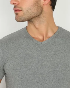 Homme Mare T-Shirt col V en Coton gris