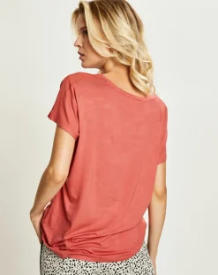 Femme Femilet T-Shirt col V pêche