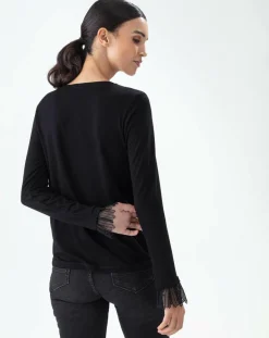 Femme Bleu Blanc Rouge T-Shirt Couture noir