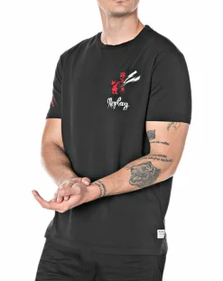 Homme Replay T-Shirt Devil Cœur noir