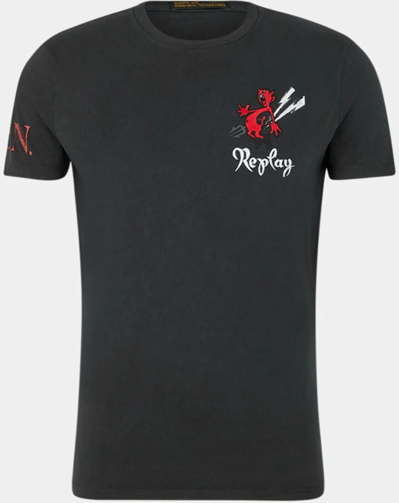 Homme Replay T-Shirt Devil Cœur noir