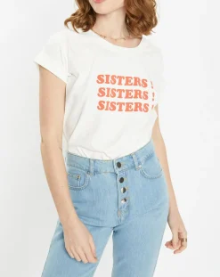 Femme Galeries Lafayette T-Shirt en Coton Bio Sisters blanc