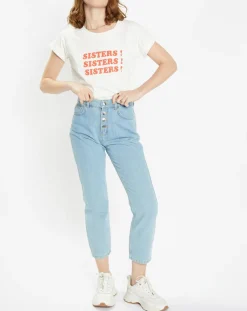 Femme Galeries Lafayette T-Shirt en Coton Bio Sisters blanc