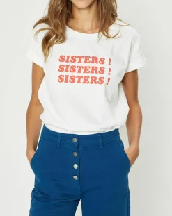 Femme Galeries Lafayette T-Shirt en Coton Bio Sisters blanc