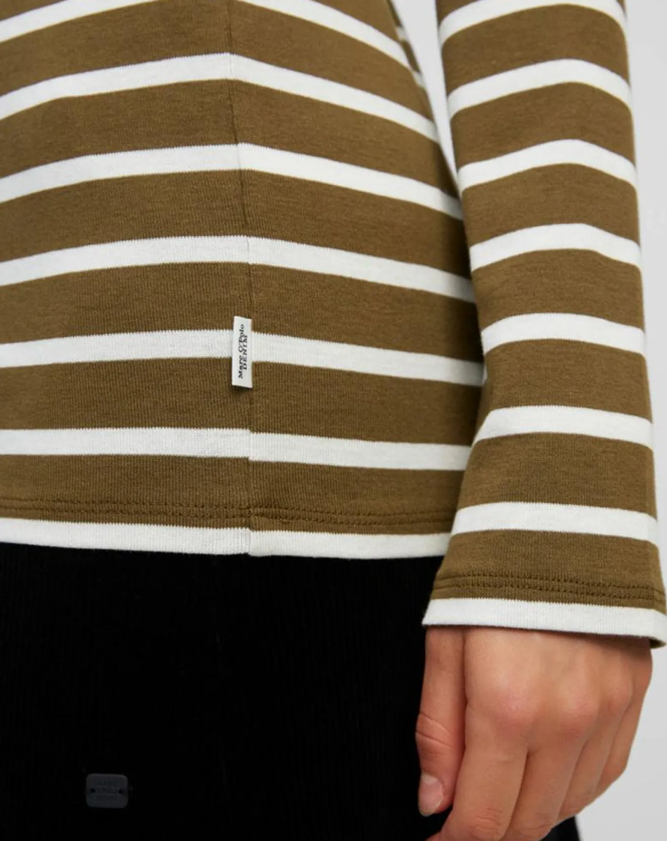 Femme Marc O'Polo T-Shirt en Coton mélangé Turtle rayé écru/marron