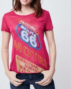 Sale John Galliano T-Shirt fin imprimé rose foncé