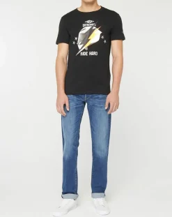 Homme Replay T-Shirt Flash Ride Hard noir