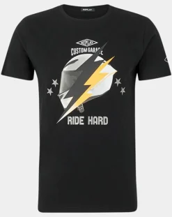 Homme Replay T-Shirt Flash Ride Hard noir