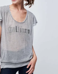Femme John Galliano T-Shirt fluide gris souris