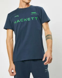 New Hackett London T-Shirt Fluo Aston Martin Racing bleu marine