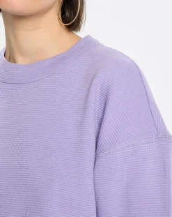 Sale Marc O'Polo T-Shirt gaufré manches 3/4 Boxy violet clair