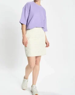 Sale Marc O'Polo T-Shirt gaufré manches 3/4 Boxy violet clair