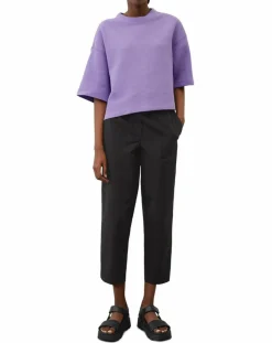 Sale Marc O'Polo T-Shirt gaufré manches 3/4 Boxy violet clair