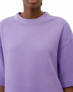 Sale Marc O'Polo T-Shirt gaufré manches 3/4 Boxy violet clair