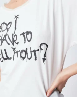 Femme John Galliano T-Shirt imprimé blanc cassé/noir