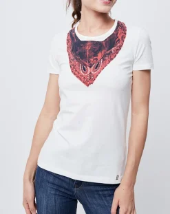 Outlet John Galliano T-Shirt imprimé blanc cassé/rouge/noir