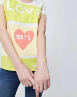 Outlet John Galliano T-Shirt imprimé blanc/jaune