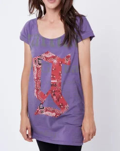 Femme John Galliano T-Shirt imprimé Gazette violet
