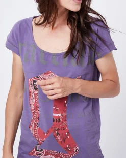 Femme John Galliano T-Shirt imprimé Gazette violet