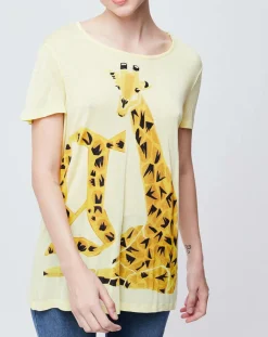 Online John Galliano T-Shirt imprimé girafe jaune poussin