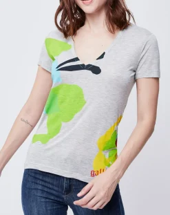 Femme John Galliano T-Shirt imprimé gris clair