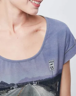 Online John Galliano T-Shirt imprimé gris/bleu