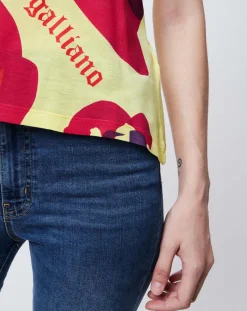 Outlet John Galliano T-Shirt imprimé jaune/multicolore