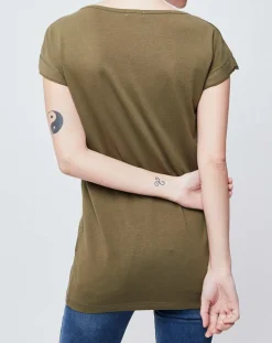 Femme John Galliano T-Shirt imprimé kaki foncé/rouge