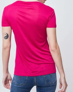 Clearance John Galliano T-Shirt imprimé rose foncé/multicolore