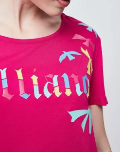 New John Galliano T-Shirt imprimé rose/multicolore