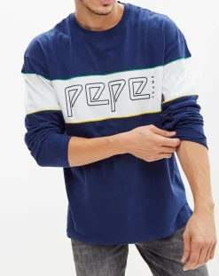 New Pepe Jeans T-Shirt Logo Archive bleu/blanc